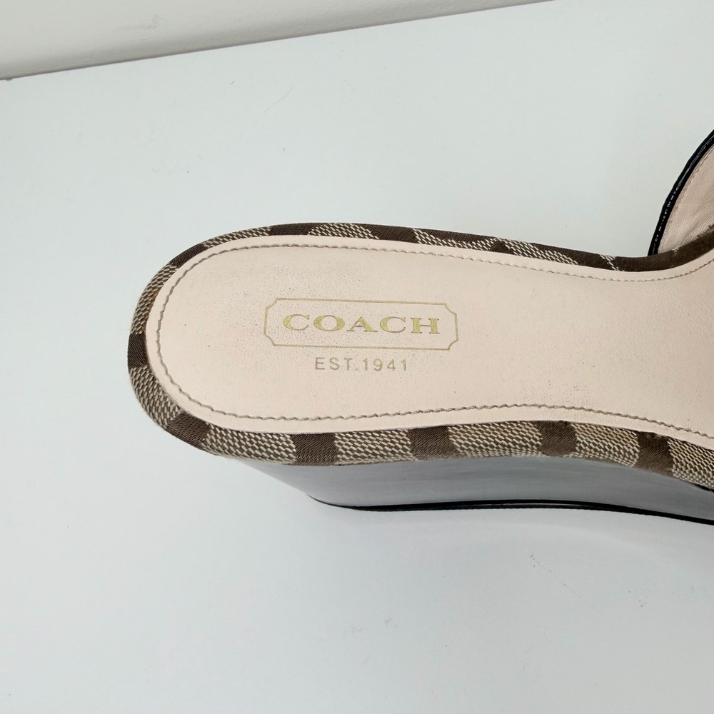 Coach Geri Wedge Sandals Signature Logo Canvas Platform Heels Size 7 - Picture 9 of 13